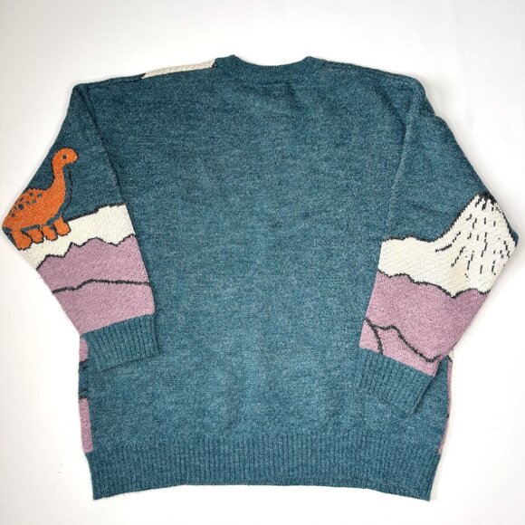 Aikawa's Tree Oversized Dinosaur Volcano Meteor Crewneck Sweater Sweater Large - Picture 2 of 8